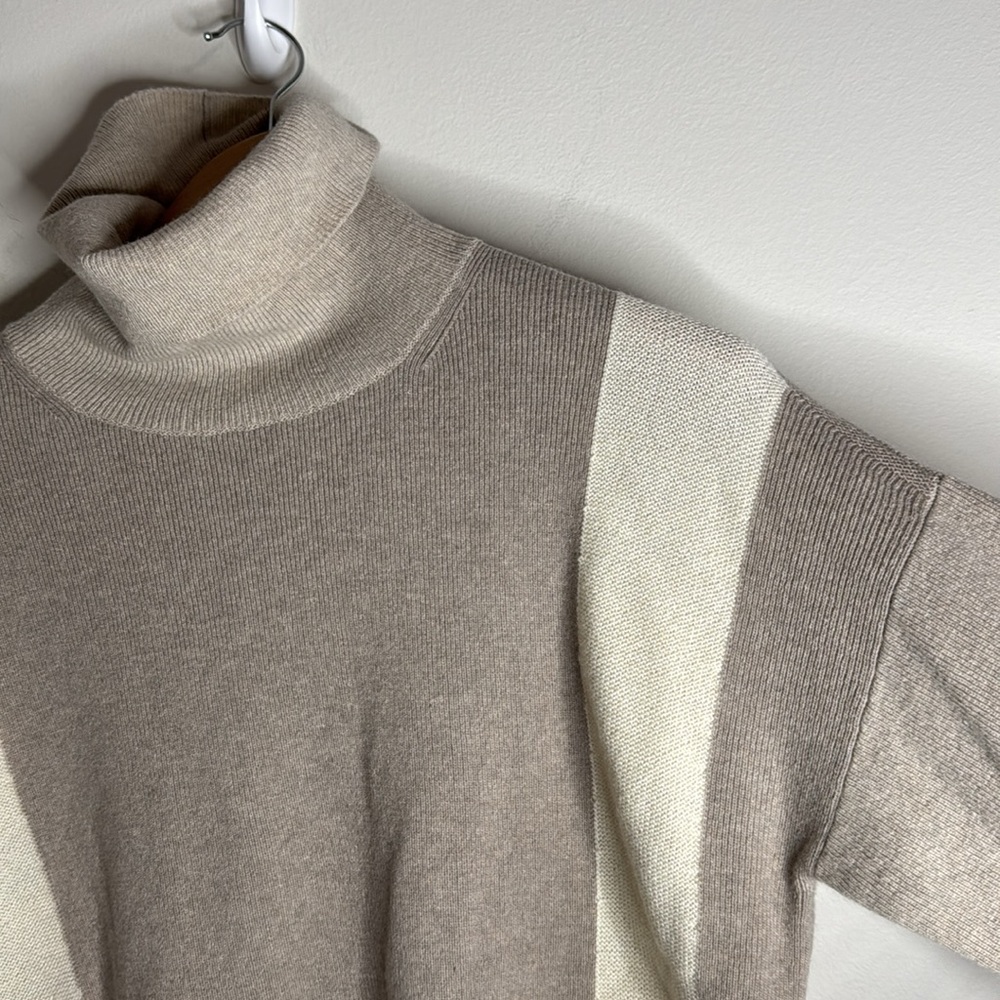 Lafayette 148 Women’s Boxy Knit Sweater Neutrals Colorblock 1/2 Sleeve size S - Picture 3 of 9